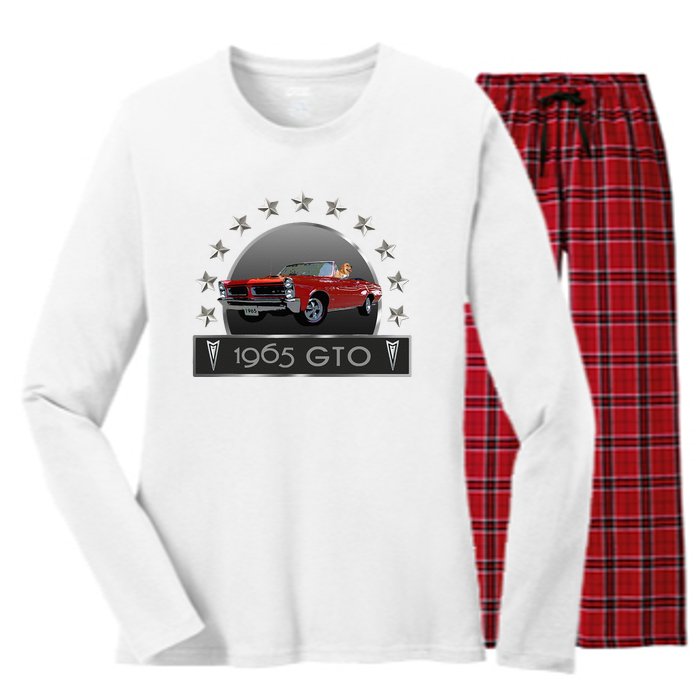 VINTAGE 1965 GTO CONVERTIBLE CLASSIC AMERICAN MUSCLE CARS Women's Long Sleeve Flannel Pajama Set 