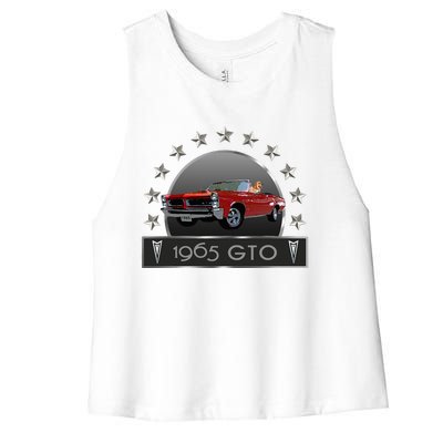 VINTAGE 1965 GTO CONVERTIBLE CLASSIC AMERICAN MUSCLE CARS Women's Racerback Cropped Tank