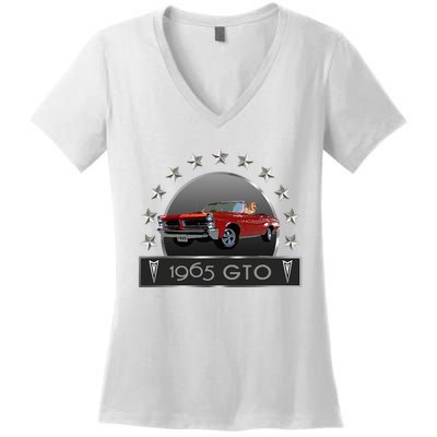 VINTAGE 1965 GTO CONVERTIBLE CLASSIC AMERICAN MUSCLE CARS Women's V-Neck T-Shirt