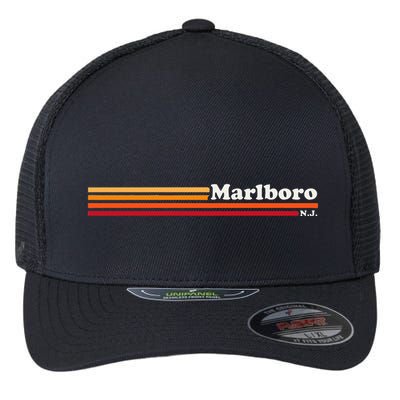 Vintage 1980s Graphic Style M.A.R.L.B.O.R.O New Jersey Flexfit Unipanel Trucker Cap