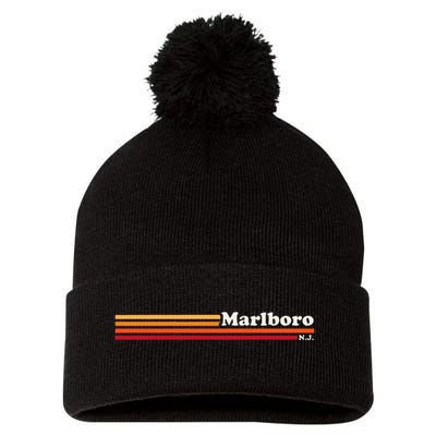 Vintage 1980s Graphic Style M.A.R.L.B.O.R.O New Jersey Pom Pom 12in Knit Beanie