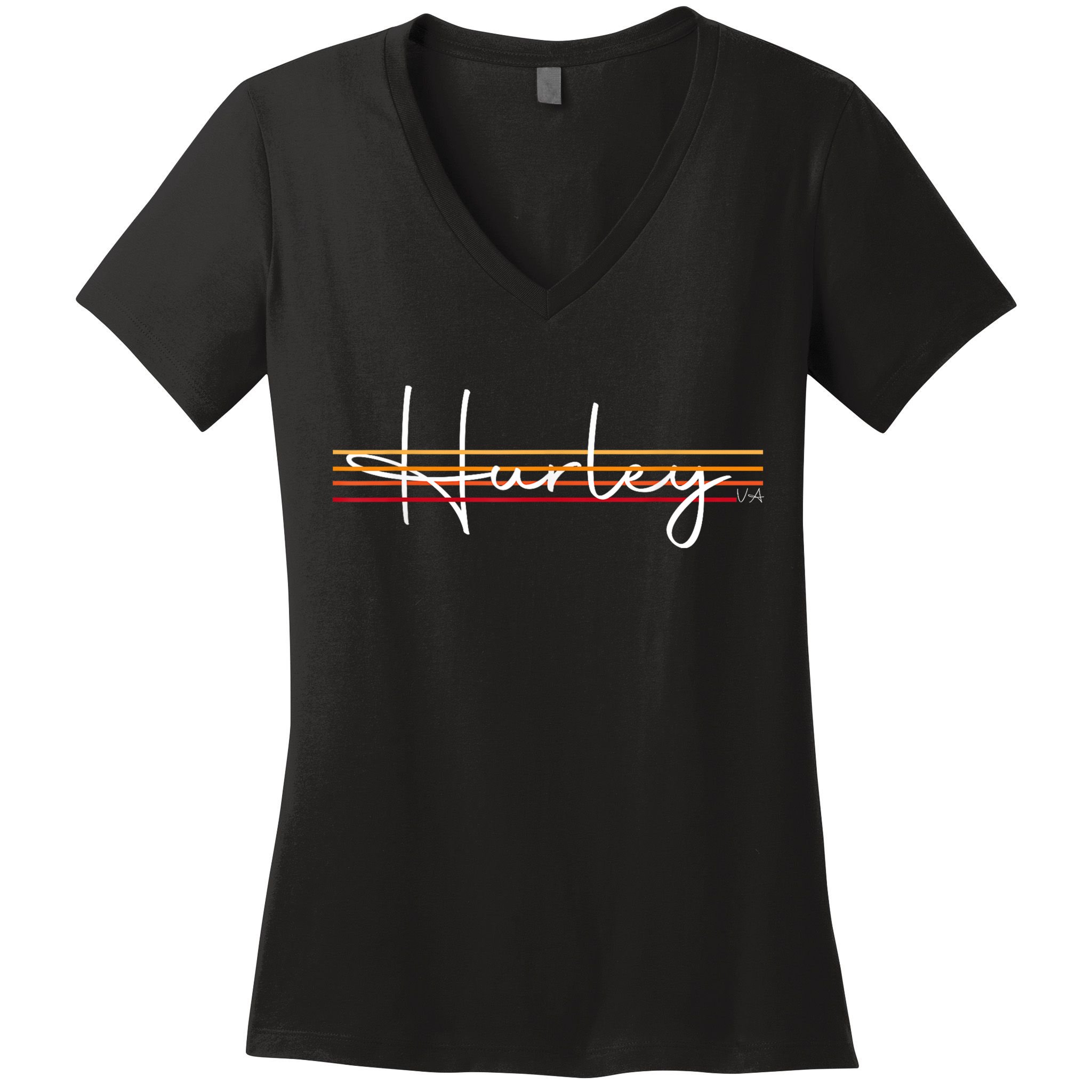 Vintage 1980s Graphic Style Hurley Virginia Women's V-Neck T-Shirt