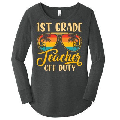 Vintage 1st Grade Teacher Off Duty Last Day Of School Summer Women's Perfect Tri Tunic Long Sleeve Shirt