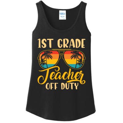 Vintage 1st Grade Teacher Off Duty Last Day Of School Summer Ladies Essential Tank