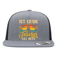 Vintage 1st Grade Teacher Off Duty Last Day Of School Summer Flat Bill Trucker Hat