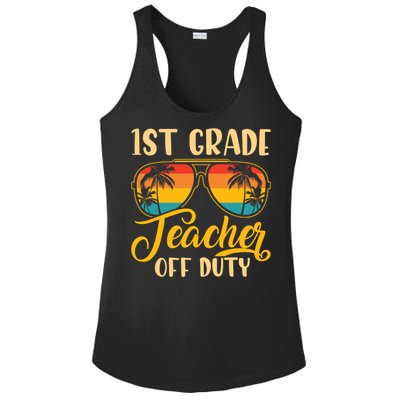 Vintage 1st Grade Teacher Off Duty Last Day Of School Summer Ladies PosiCharge Competitor Racerback Tank