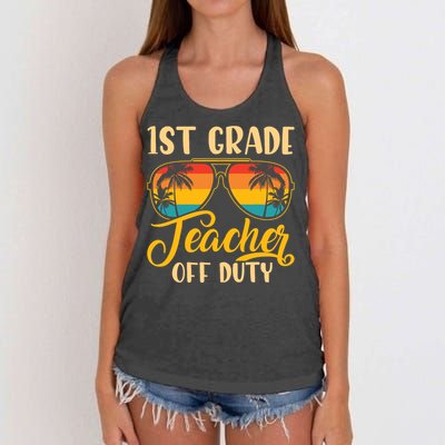 Vintage 1st Grade Teacher Off Duty Last Day Of School Summer Women's Knotted Racerback Tank