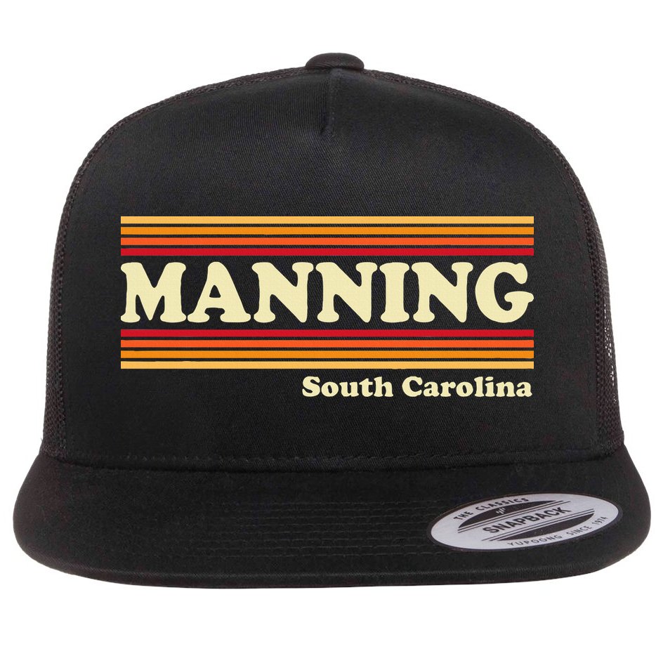 Vintage 1980s Graphic Style Manning South Carolina Flat Bill Trucker Hat