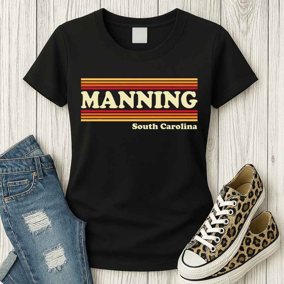 Vintage 1980s Graphic Style Manning South Carolina Womens T-Shirt