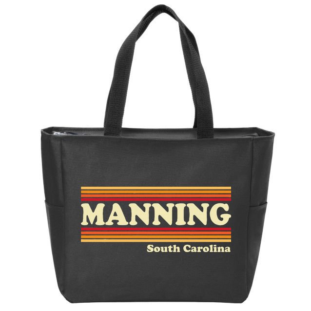 Vintage 1980s Graphic Style Manning South Carolina Zip Tote Bag