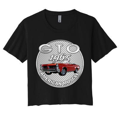 Vintage 1965 Gto Convertible Classic American Muscle Cars Women's Crop Top Tee