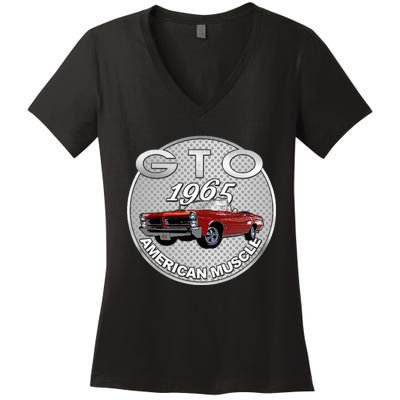 Vintage 1965 Gto Convertible Classic American Muscle Cars Women's V-Neck T-Shirt