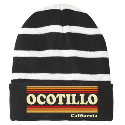 Vintage 1980s Graphic Style Ocotillo California Striped Beanie with Solid Band