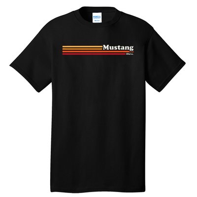 Vintage 1980s Graphic Style Mustang Oklahoma Tall T-Shirt