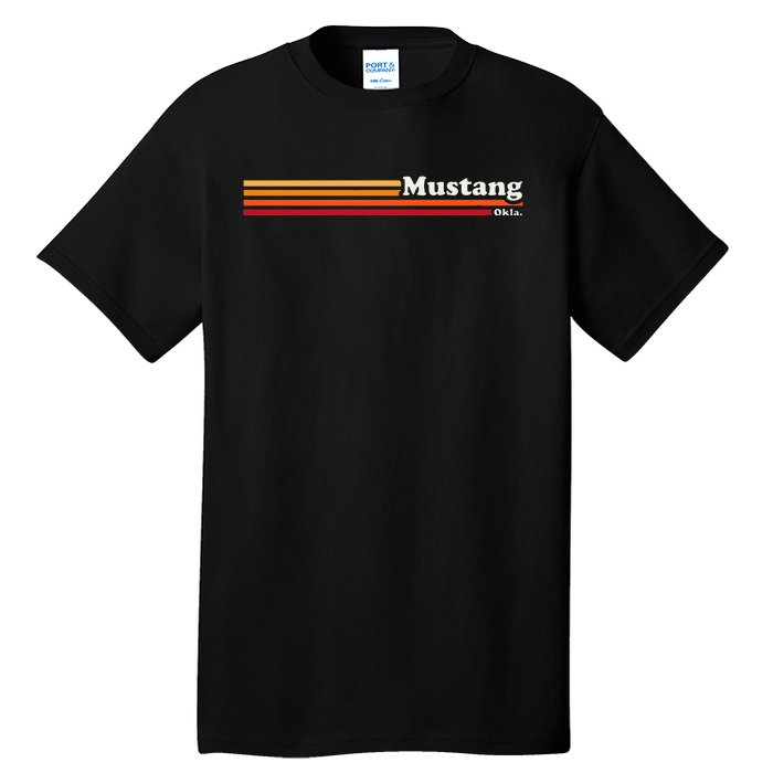 Vintage 1980s Graphic Style Mustang Oklahoma Tall T-Shirt