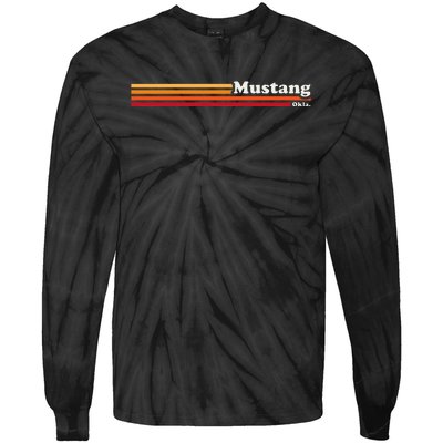 Vintage 1980s Graphic Style Mustang Oklahoma Tie-Dye Long Sleeve Shirt