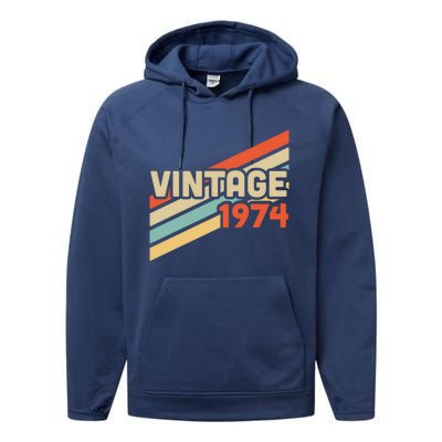 Vintage 1974 Gift Performance Fleece Hoodie