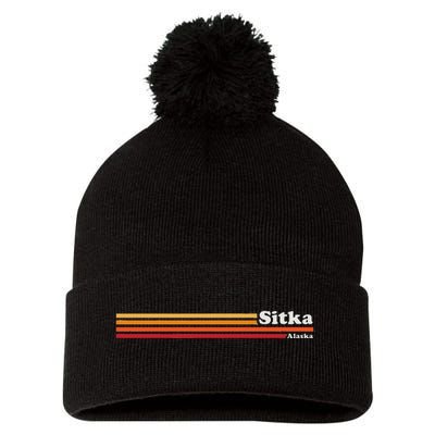 Vintage 1980s Graphic Style Sitka Alaska Pom Pom 12in Knit Beanie
