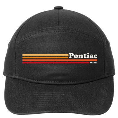 Vintage 1980s Graphic Style Pontiac Michigan 7-Panel Snapback Hat