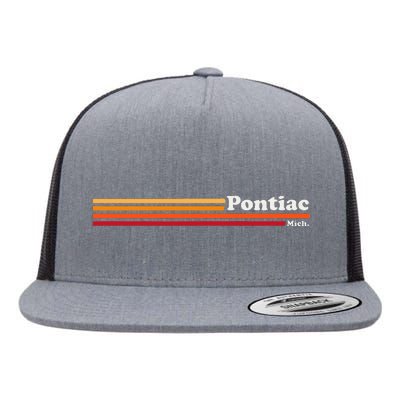 Vintage 1980s Graphic Style Pontiac Michigan Flat Bill Trucker Hat