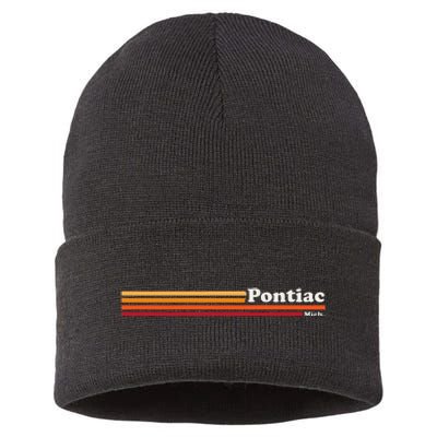 Vintage 1980s Graphic Style Pontiac Michigan Sustainable Knit Beanie