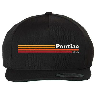 Vintage 1980s Graphic Style Pontiac Michigan Wool Snapback Cap