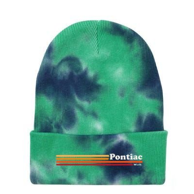 Vintage 1980s Graphic Style Pontiac Michigan Tie Dye 12in Knit Beanie