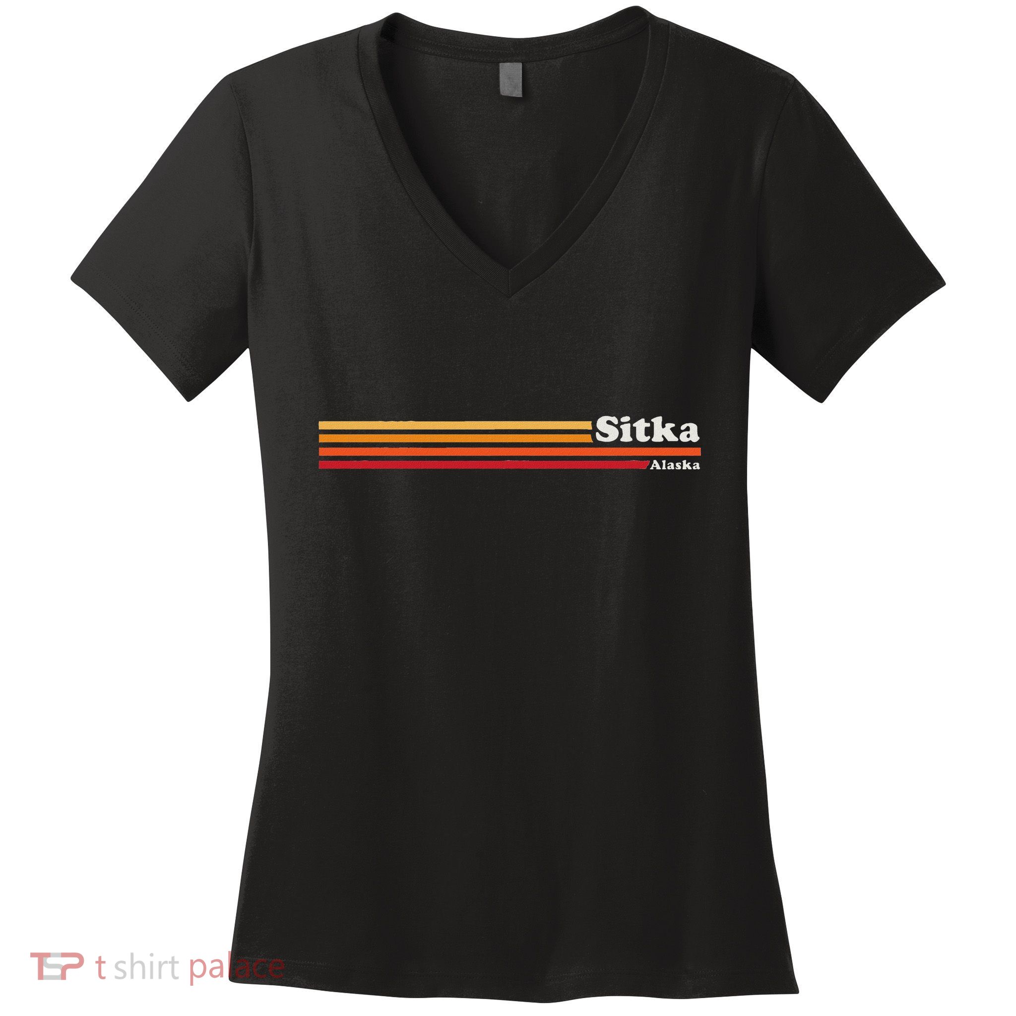 Vintage 1980s Graphic Style Sitka Alaska Women's V-Neck T-Shirt