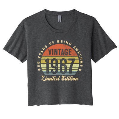 Vintage 1967 Limited Edition Birthday 56th Dad Birthday Grandpa Birthday Women's Crop Top Tee