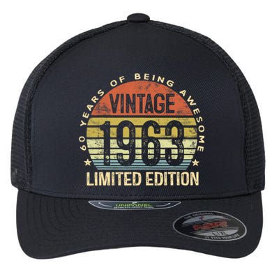 Vintage 1963 Limited Edition 60 Year Old Gifts 60th Birthday Flexfit Unipanel Trucker Cap