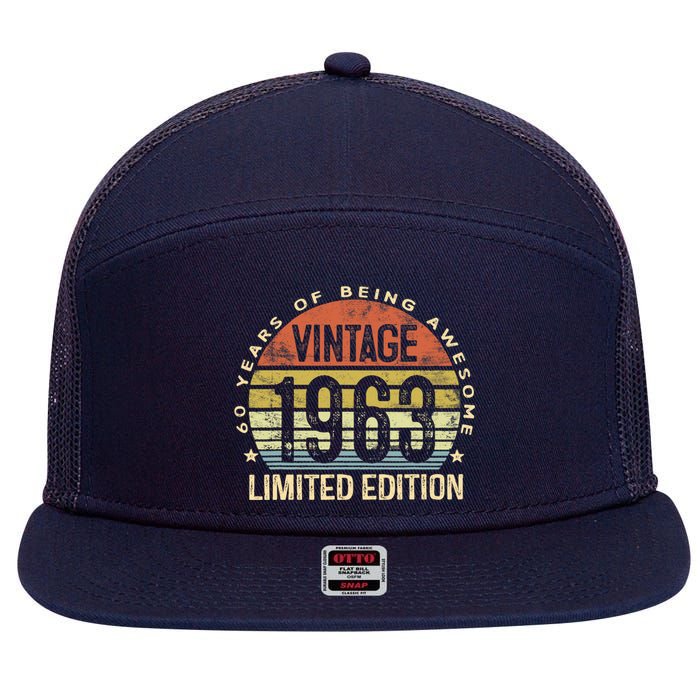 Vintage 1963 Limited Edition 60 Year Old Gifts 60th Birthday 7 Panel Mesh Trucker Snapback Hat