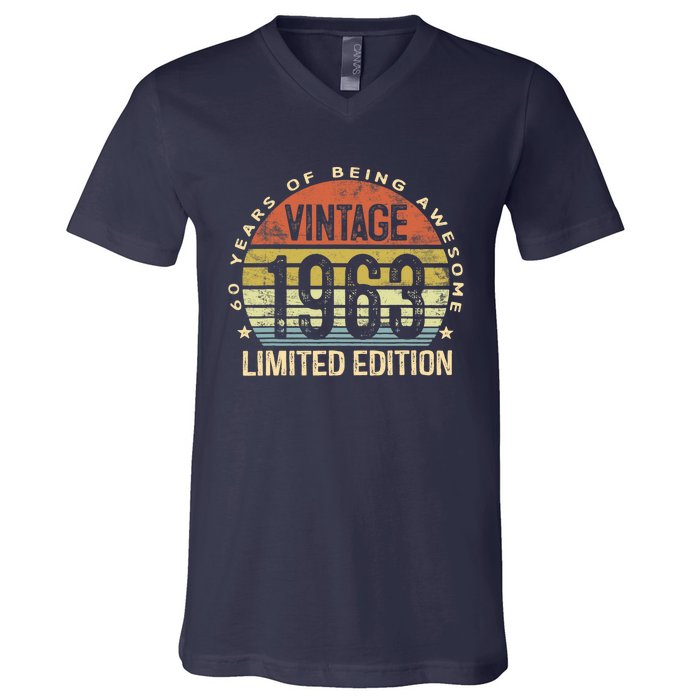 Vintage 1963 Limited Edition 60 Year Old Gifts 60th Birthday V-Neck T-Shirt