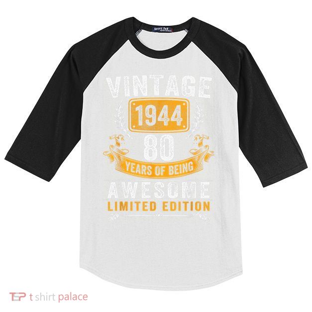 Vintage 1944 Limited Edition 80 Year Old 80th Birthday Kids Colorblock Raglan Jersey