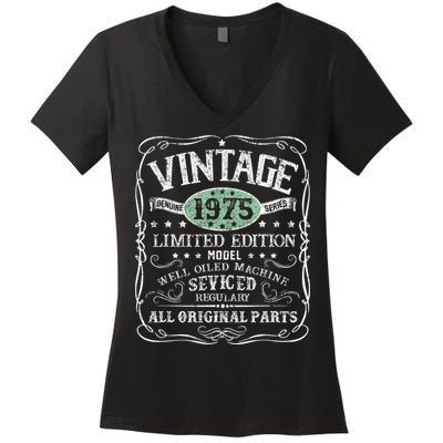 Vintage 1975 Limited Edition 50 Years Old 50th Birthday Women's V-Neck T-Shirt