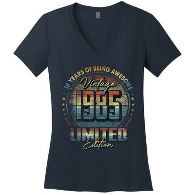 Vintage 1985 Limited Edition 38 Year Old 38th Birthday Women's V-Neck T-Shirt