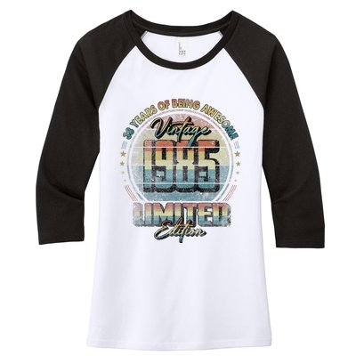 Vintage 1985 Limited Edition 38 Year Old 38th Birthday Women's Tri-Blend 3/4-Sleeve Raglan Shirt