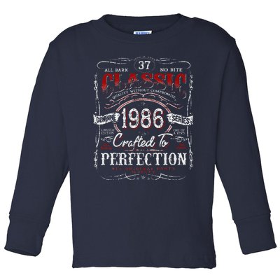 Vintage 1986 Limited Edition 37 Year Old 37th Birthday Toddler Long Sleeve Shirt