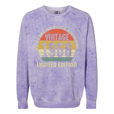 Vintage 1968 Limited Edition 55 Year Old Gifts 55th Birthday Colorblast Crewneck Sweatshirt