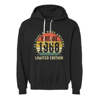 Vintage 1968 Limited Edition 55 Year Old Gifts 55th Birthday Garment-Dyed Fleece Hoodie