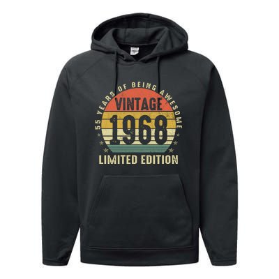 Vintage 1968 Limited Edition 55 Year Old Gifts 55th Birthday Performance Fleece Hoodie