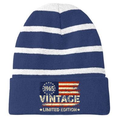 Vintage 1965 Limited Edition 59 Year Old Gifts 59th Birthday Striped Beanie with Solid Band