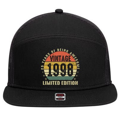 Vintage 1998 Limited Edition 25 Year Old Gifts 25th Birthday 7 Panel Mesh Trucker Snapback Hat