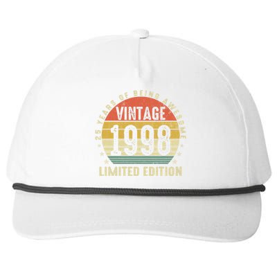 Vintage 1998 Limited Edition 25 Year Old Gifts 25th Birthday Snapback Five-Panel Rope Hat