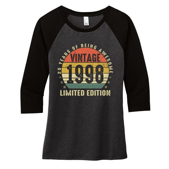 Vintage 1998 Limited Edition 25 Year Old Gifts 25th Birthday Women's Tri-Blend 3/4-Sleeve Raglan Shirt