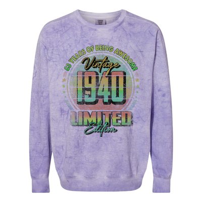 Vintage 1940 Limited Edition 83 Year Old 83rd Birthday Colorblast Crewneck Sweatshirt