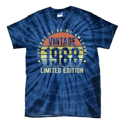 Vintage 1988 Limited Edition 35 Year Old Gifts 35th Birthday Tie-Dye T-Shirt