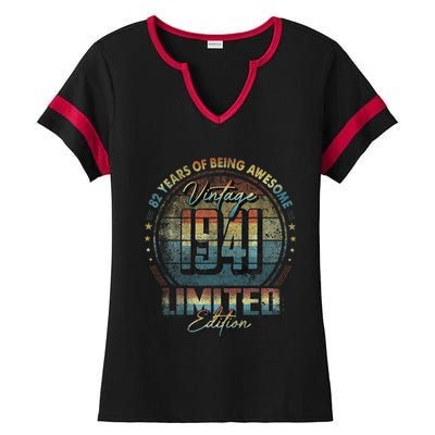 Vintage 1941 Limited Edition 82 Year Old 82nd Birthday Ladies Halftime Notch Neck Tee