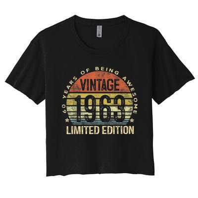 Vintage 1963 Limited Edition 60 Year Old Gifts 60th Birthday Women's Crop Top Tee