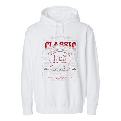 Vintage 1943 Limited Edition 80 Year Old 80th Birthday Cute Garment-Dyed Fleece Hoodie