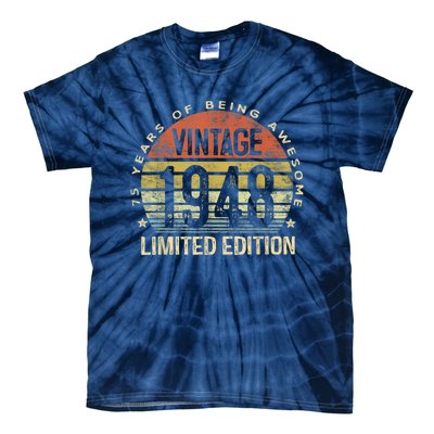 Vintage 1948 Limited Edition 75 Year Old Gifts 75th Birthday Present Tie-Dye T-Shirt